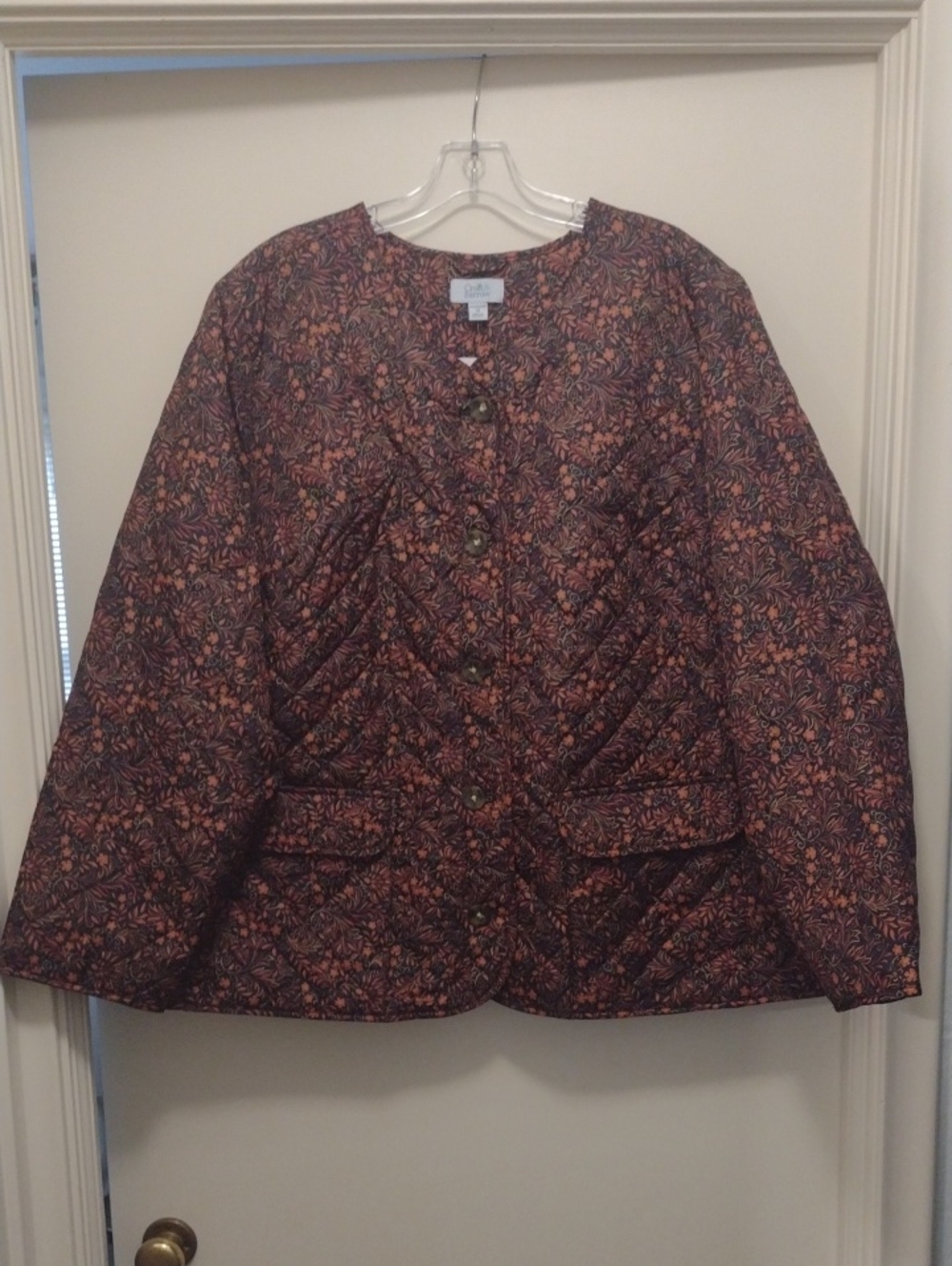 Croft & Barrow Quilted Floral-Print Button Up Jacket (J882)